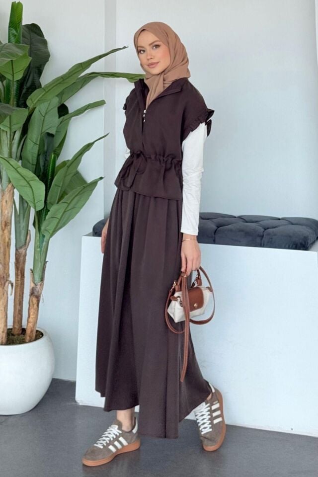 REYNA KAHVERENGİ YELEKLİ TAKIM